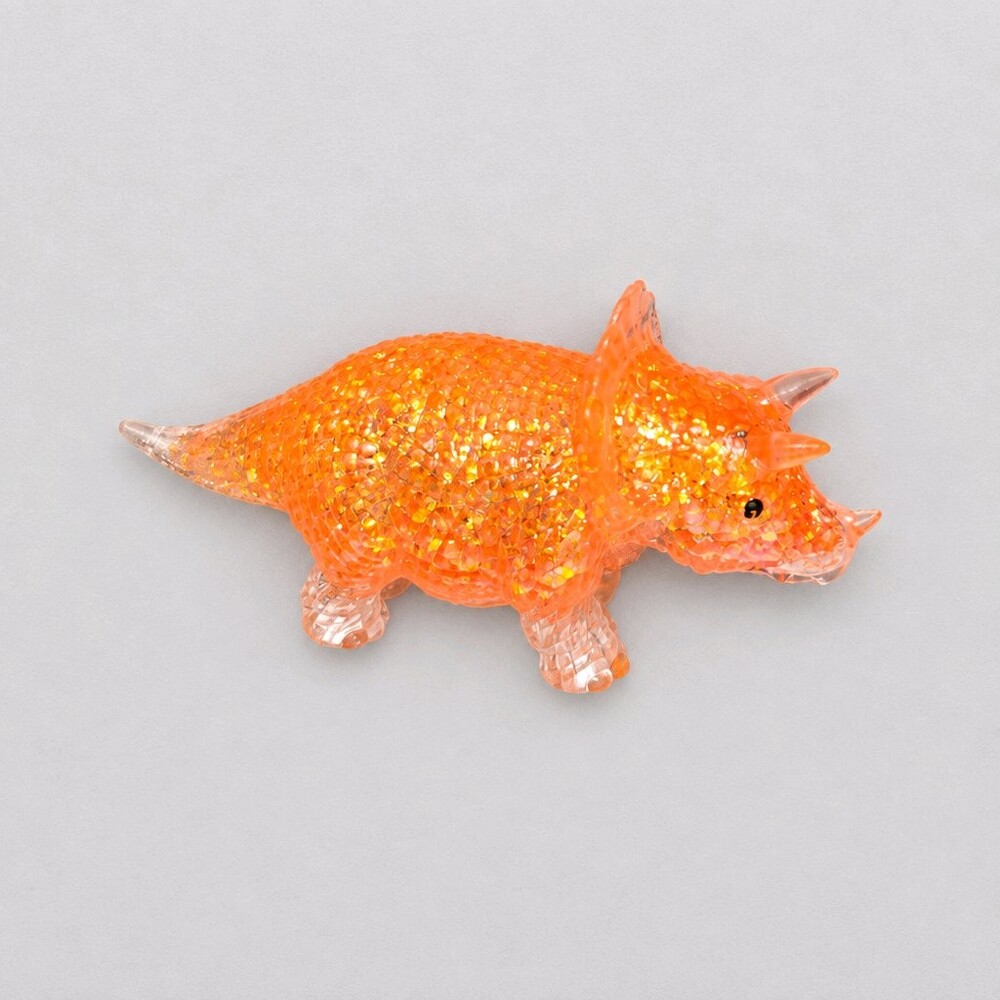 Orange Glitter Squishy Triceratops Dinosaur